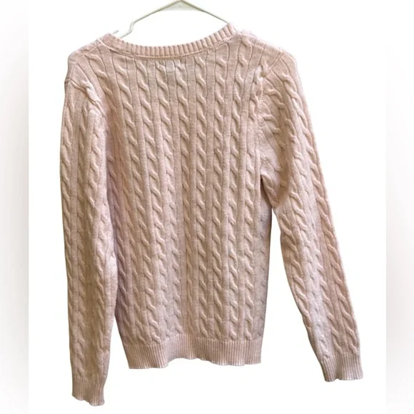 U.S. Polo Assn. Light Pink V-Neck Cable Knit Sweater - Picture 4 of 5